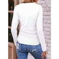 thumbnail image 6 of Womens Tops Casual V Neck Long Sleeve Shirts Solid Ruched Basic Tunics Blouses White XXL, 6 of 7