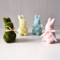 thumbnail image 3 of Easter Furry Flocked Bunny, Artificial Moss Decorated Rabbit Statue, Spring Garden Tabletop Holiday Decoration, Indoor Outdoor Display, 3 of 6