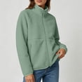 thumbnail image 5 of Hzzrkos Women Casual Loose Solid Color Long Sleeve Mock Neck Zip Up Fleece Jacket Raglan Sleeve Zipper Pocket Warm Outerwear Coat Winter Sweatshirt Jacket Green M, 5 of 8