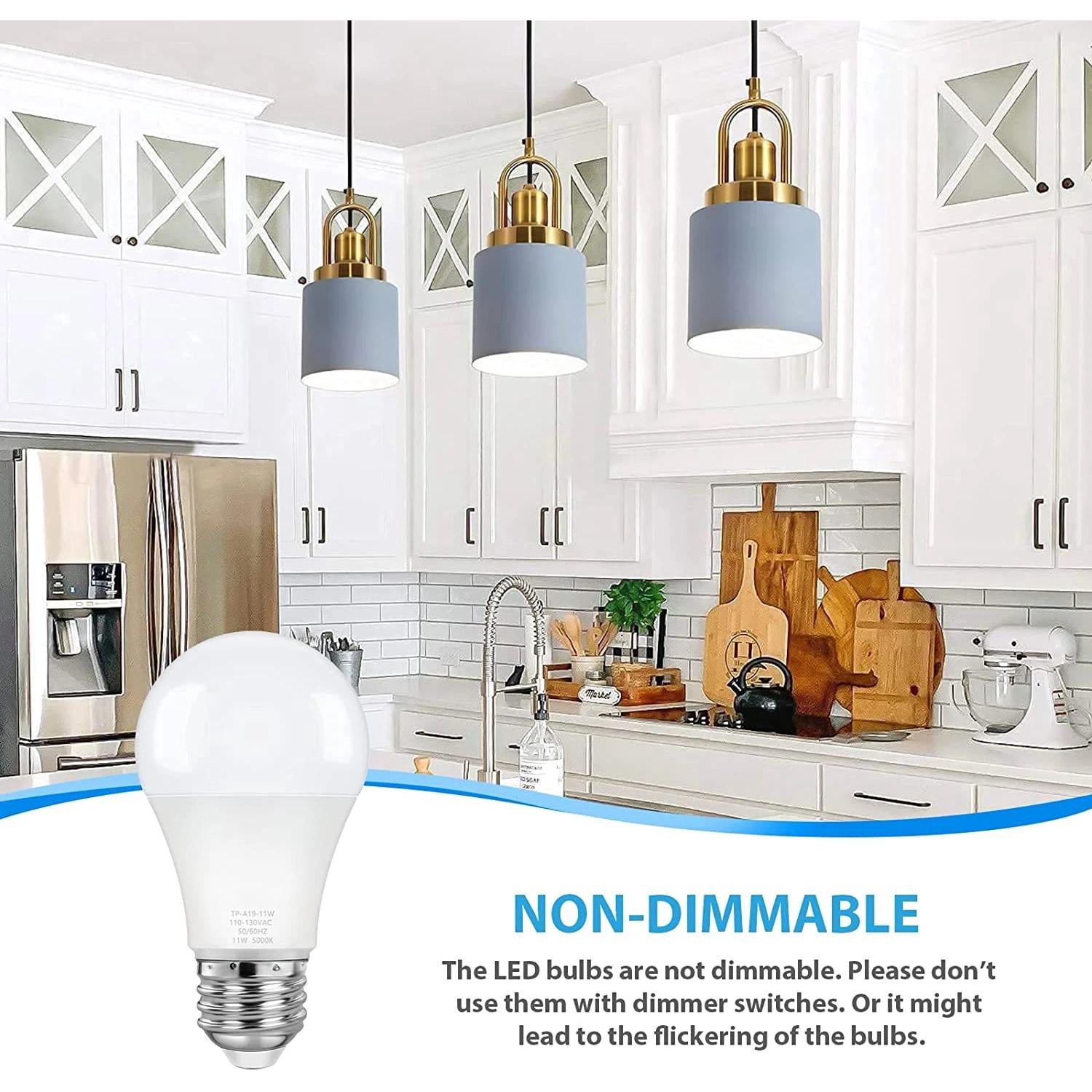 4-Pack A19 LED Light Bulbs, 100W Equivalent LED Bulb, 5000K 1100Lumen Light Bulb