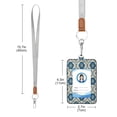 thumbnail image 3 of PU Leather Badge Holder ID Badge Holder with Lanyard for Cards & Credentials Blue Symmetrical Floral Pattern, 3 of 6