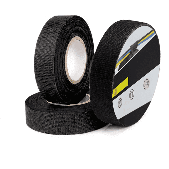 ROSEXIXI Flannel Wire Harness Tape, 25mm x 15m Black - Self-Adhesive Noise-Reducing Fabric Electrical Tape, Hand-Tearable Automotive Cloth Wrap for Car Engine Loom, Computer Case & Insulation