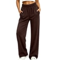 thumbnail image 2 of SELONE High Waisted Wide Leg Pants for Women Elastic Waist Trousers Ruched Lounge Trousers with Pockets Vacation Outfits, 2 of 7