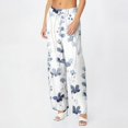 thumbnail image 4 of WTOBBY Women's Pleated Flowy Wide Leg Beach Pants - Crinkle Fabric Summer Trousers with Elastic Waist & Versatile Styling for Resort Wear,Navy S, 4 of 5