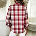 thumbnail image 4 of ClodeEU Women's Plaid Button Down Long Sleeve Shirts,Casual Loose Top ,Women's Plus L, 4 of 5