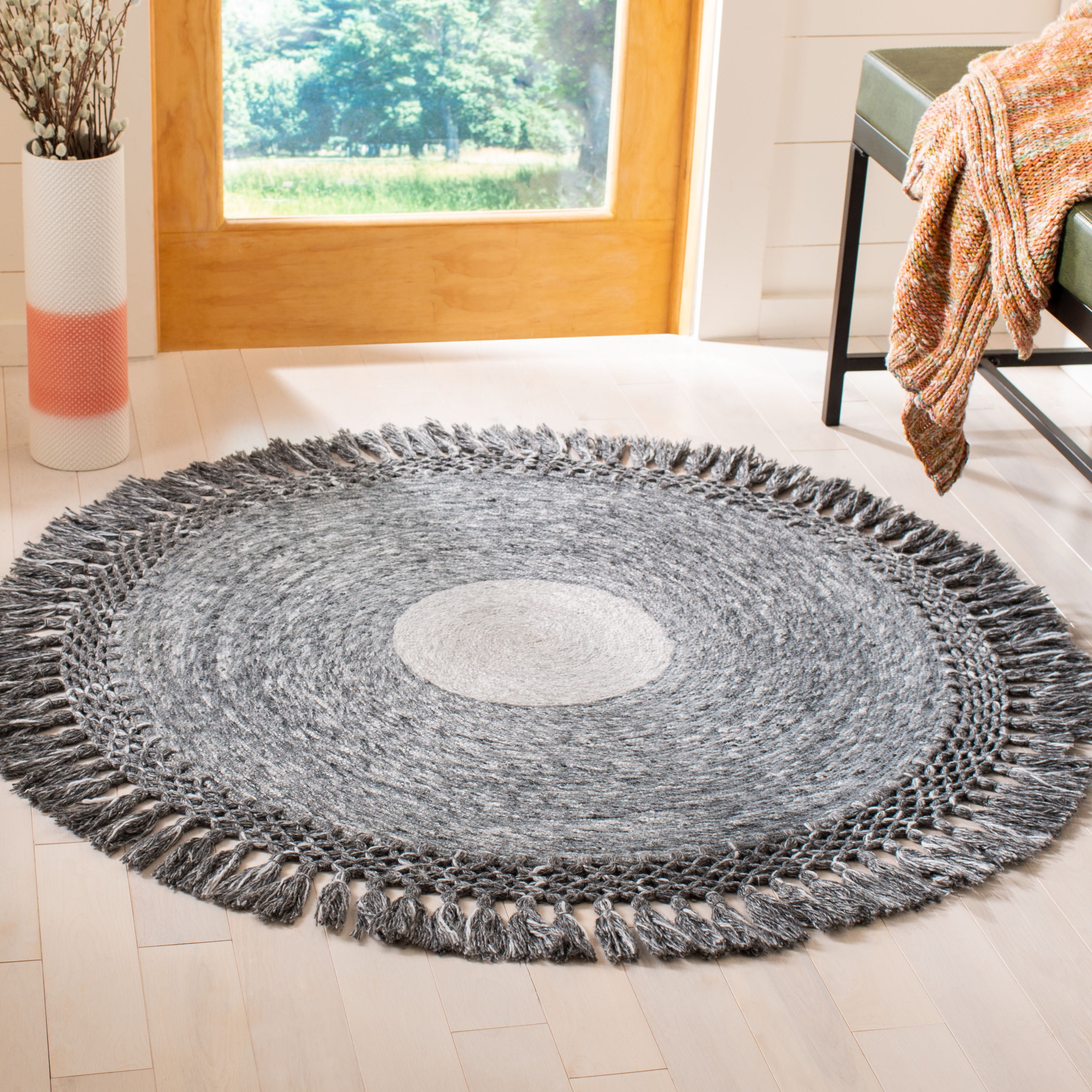 Cool Animal Rooster Leaves 3ft Diameter Non-Slip Circle Rugs Soft Throw Rugs Machine Washable Floor Carpet for Sofa Living Room Bedroom Nursery Kids Playroom Decor Round Area Rug