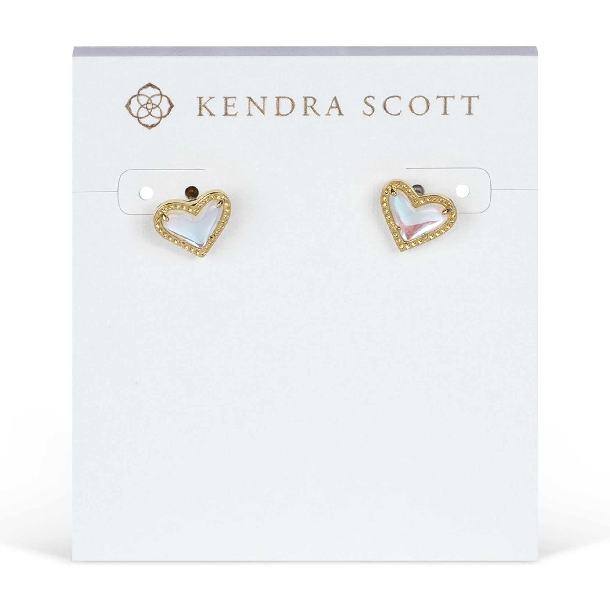 Kendra Scott Ari Heart Stud Earrings for Women, Fashion Jewelry, 14k Gold-plated, Iridescent Dichroic Glass 4217706877