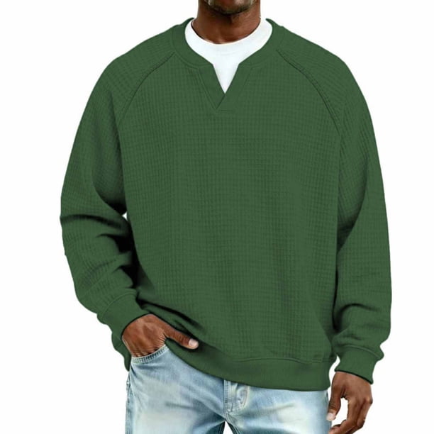Ceisia Men's Spring Gift & Winter Casual Fashion Solid Color Breathable Long-Sleeve V-Neck Hooded Pullover with Pocket - Soft Da ily Top