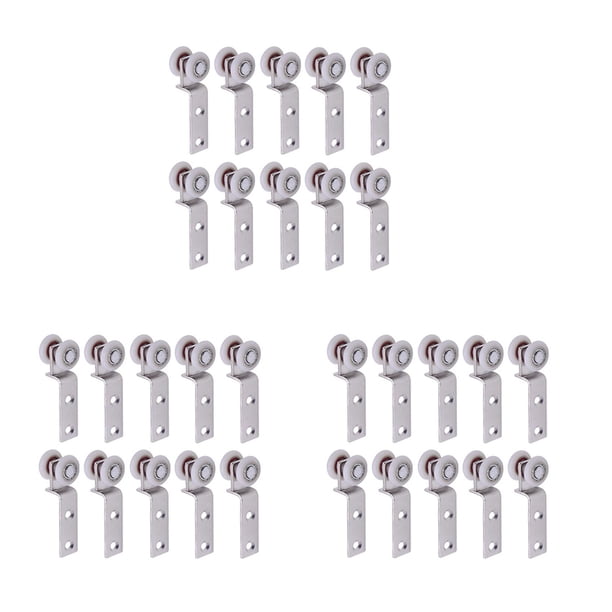 30 Piezas Doblar El Bloque de Polea del Cojinete del Metal del Tubo con Dos Ruedas Plásticas para El Gabinete de la Ventana de la Puerta Corredera