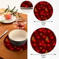 thumbnail image 3 of SKYSONIC 2 pcs Red Maple Leaves Temple Pot Holders Trivets, Heat Resistant Trivets,Chinese Autumn Pattern Cotton Thread Weave Mats for Hot Pads Pans Pot Bowl Teapot, 3 of 7