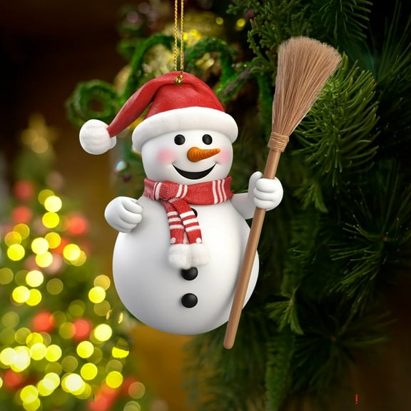Costeam Christmas Unique Acrylic Snowman Hanging Pendant Ornament Christmas Tree Decoration Festive Xmas Hanging Ornament For Home Tree Decor