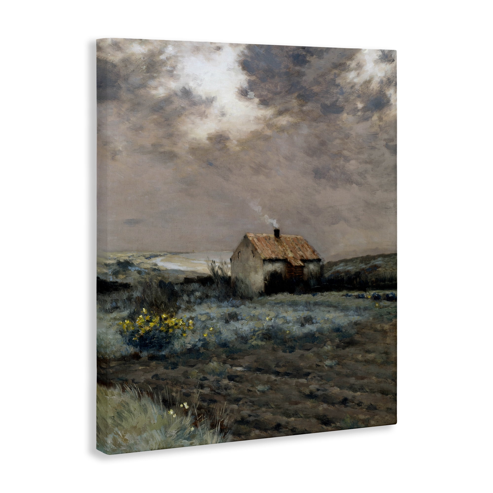 Cabin in Overcast Field Canvas Wall Art, design by Lettered and Lined