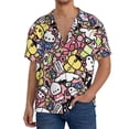 thumbnail image 7 of Lsque Sanrio print Men's Cuban Collar Short Sleeve Shirt Summer Beachwear Casual Button Down Fashionable Vacation Leisure Shirt-Medium, 7 of 7