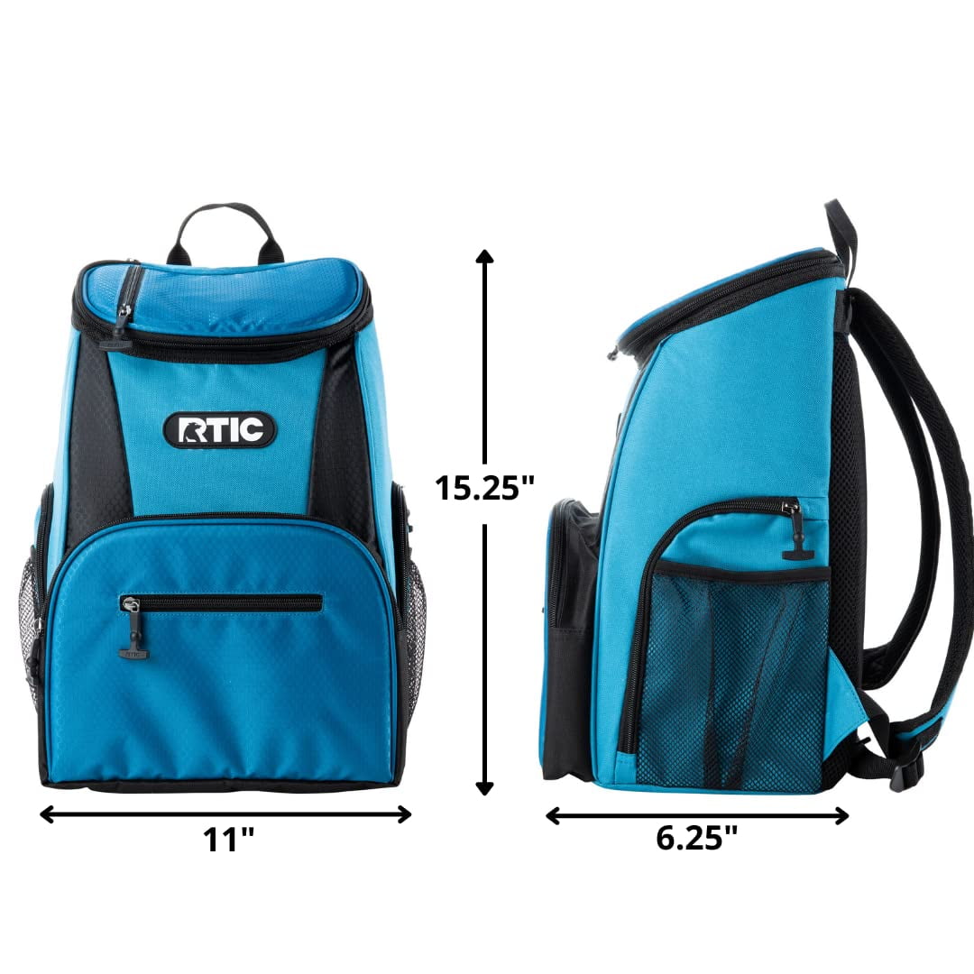 RTIC Lightweight Backpack Cooler, Black, 15 Can, Portable Insulated Bag,  for Men & Women, Great for Day Trips, Picnics, Camping, Hiking, Beach, or
