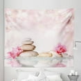thumbnail image 1 of Spa Tapestry, Bohemian Stones and Soft Petals Therapy Tradition Yoga Picture, Fabric Wall Hanging Decor for Bedroom Living Room Dorm, 5 Sizes, Pale Pink Peach, by Ambesonne, 1 of 1
