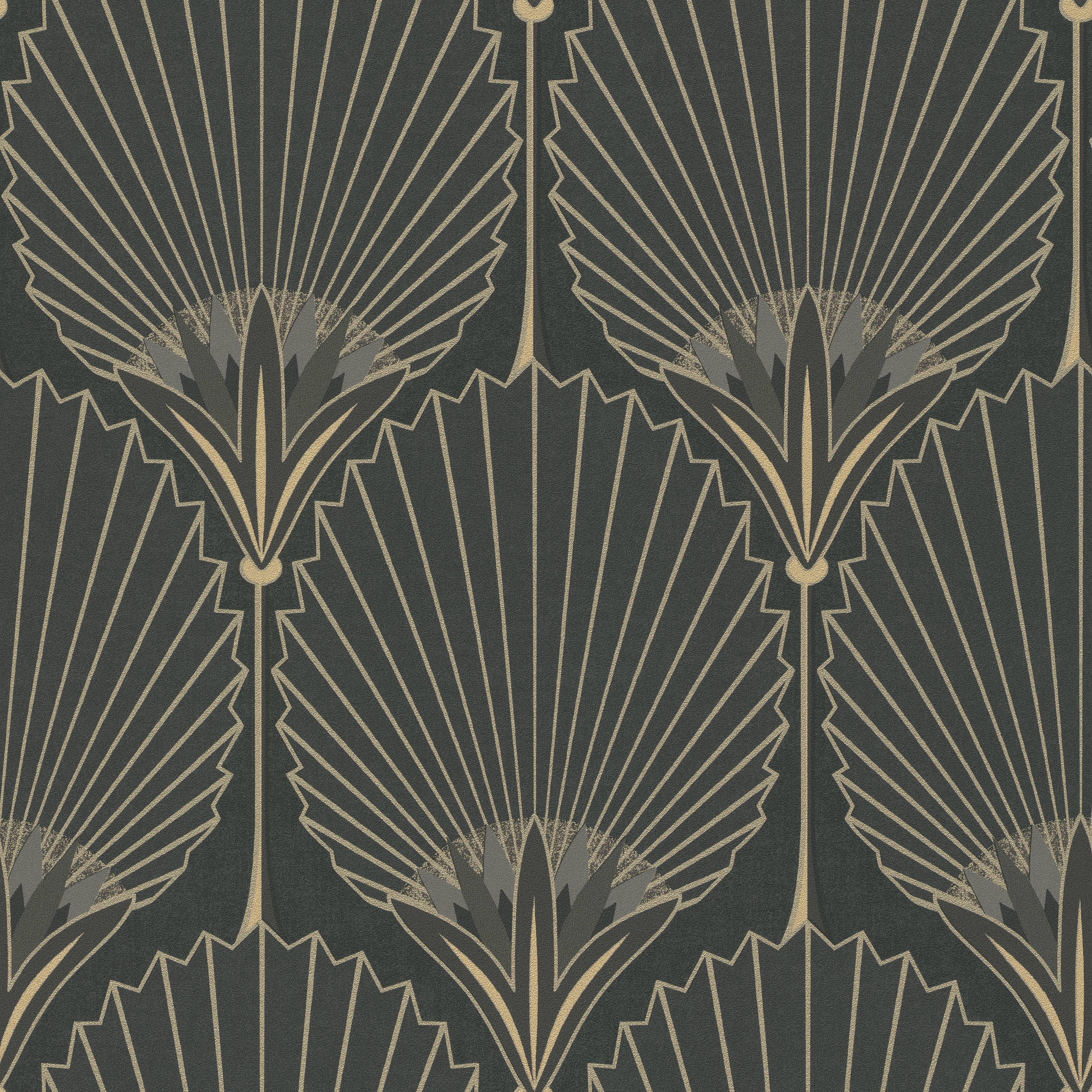 Grey Bold Art Deco Fan Wallpaper R8372