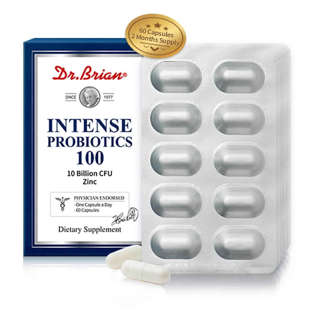 Dr.Brian Intense Probiotics 10 Billion cfu Probiotics for Women Men Adults Constipation Relief Digestive Intestinal Health Immunity 17 Stains Probiotics Blend Plus Zinc, 60 Capsules