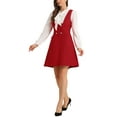 thumbnail image 4 of INSPIRE CHIC Pinafore Dress for Women's A-Line Double Breasted Overalls Suspenders XS Red, 4 of 5