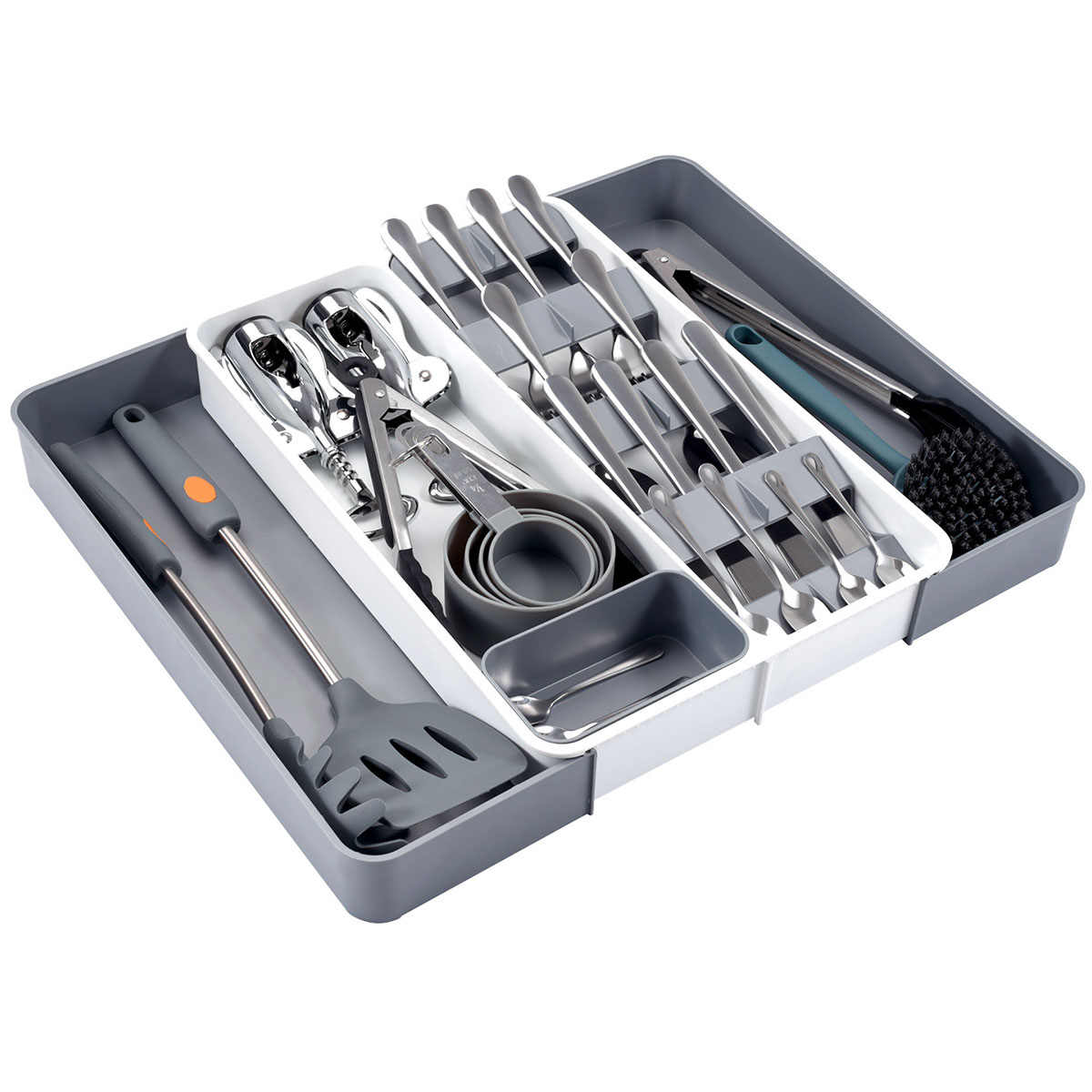 Evjurcn Kitchen Drawer Organizer Adjustable Utensil Tray Holder Expandable Silverware Organizer