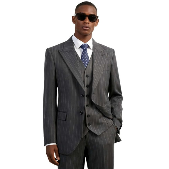 Men's 3 Piece Check pattern Suit - Two Button Business Wedding Prom Tuxedo (Jacket Vest Pants)