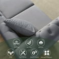 thumbnail image 6 of 80" Chesterfield Sofa, Teddy Button Tufted Upholstered 3 Seater Sofa Couch with Rolled Arms and Nailhead Modern Accent Sofa with 2 Pillows for Living Room Bedroom Office, Grey, 6 of 7
