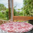thumbnail image 2 of Ambesonne Roses and Flamingos Fitted Round Tablecloth, Pink Blooms, 45"- 56" Diameter, Pink Salmon, 2 of 5