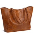 thumbnail image 1 of Bolso de mano KKXIU grande para mujer, trabajo, cuero y viajes, color marrón, 1 of 7