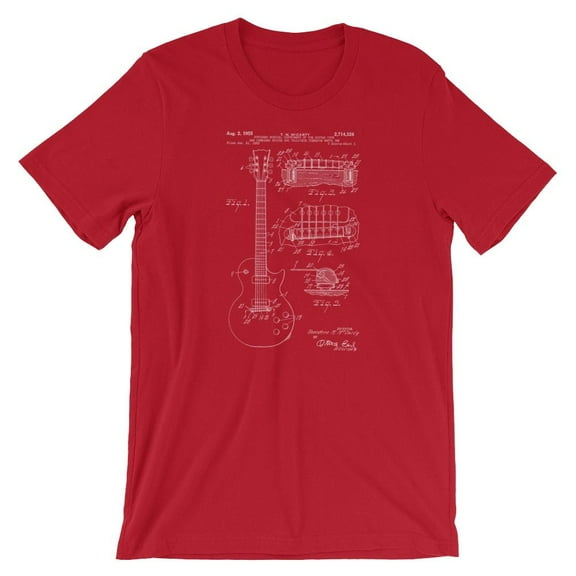 Mighty Circus Electric Guitar Patent T-Shirt - Red, Small