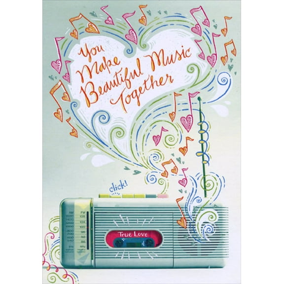 Designer Greetings Beautiful Music: Cassette Player Wedding : Marriage : Relationship Anniversary Congratulations Card for Couple