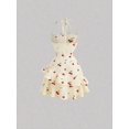 thumbnail image 6 of Yellow 2 Gingham Daisy Print Ruched Halter Dress With Tiered Ruffle Skirt, 6 of 29