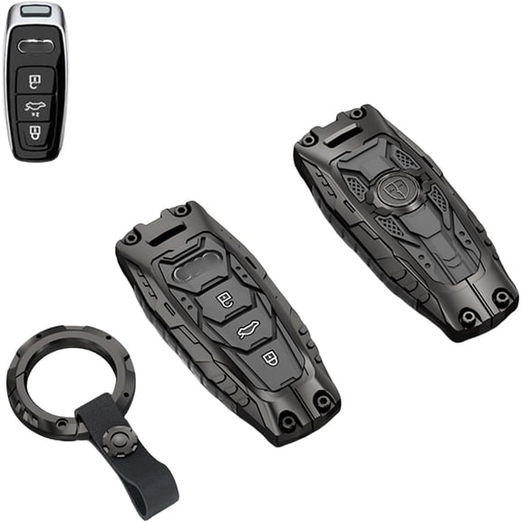 Heavy Metal Key Fob Cover Case Protector for Audi, Keychain, Accessories for 2020 2021 2022 Audi A3 A6 A7 A8 A8L E-Tron Q7 Q8 RS6 RS7 S3 S6 S7 SQ7 SQ8