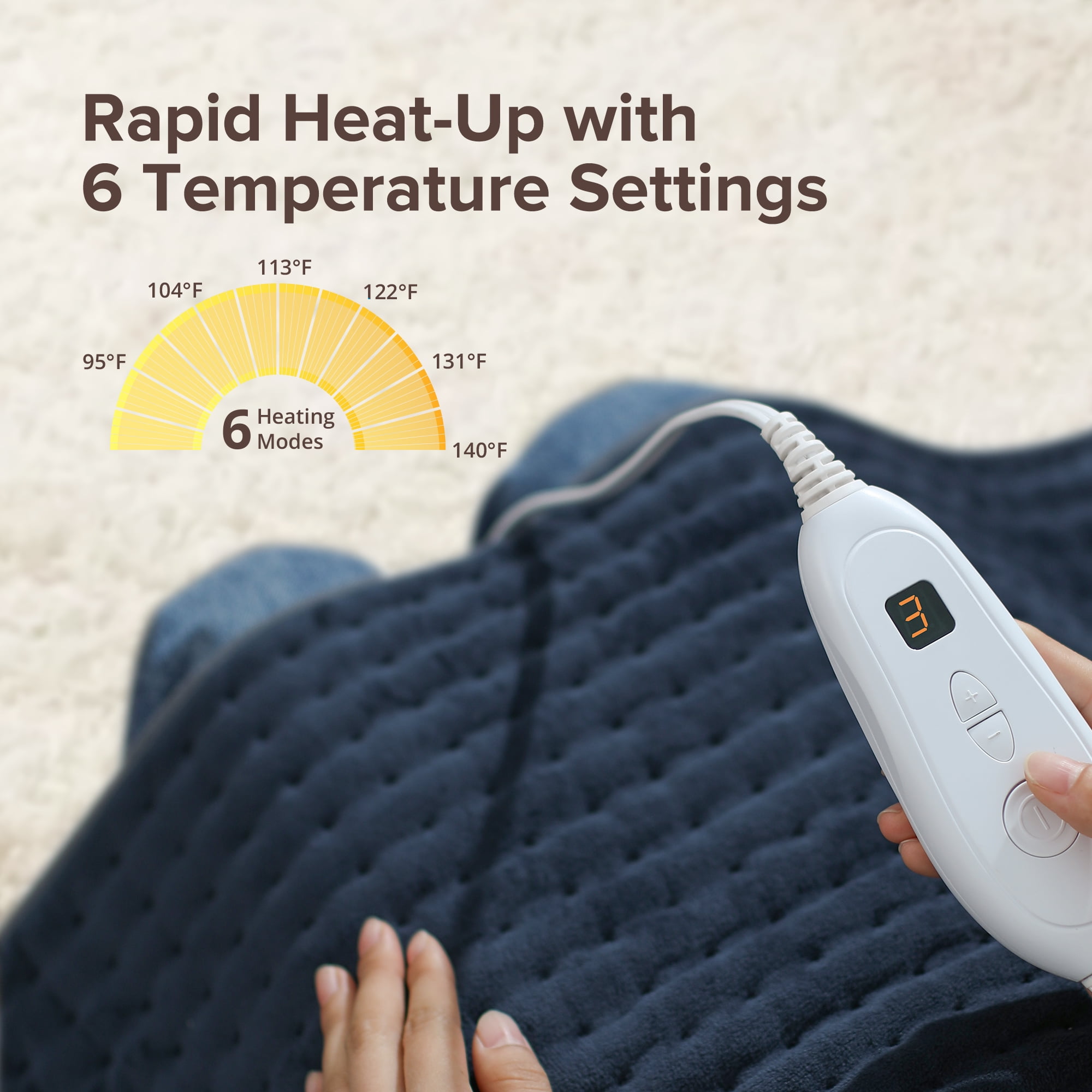 Heating Pad for Back Relief, Sable 33" X 17" XXX-Large Heating Pads for Cramps,Electric Heating Pad Xl with 6 Fast Heating Settings,Moist Dry Heat Options,Auto-Off,Machine Washable