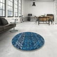 thumbnail image 3 of Ahgly Company Indoor Round Abstract Blue Ivy Blue Abstract Area Rugs, 6' Round, 3 of 6