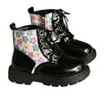thumbnail image 4 of LYHao Fashion Autumn Children Girls Sports Shoes Flat Thick Bottom Non Slip Easy To Wear PU Upper Comfortable Boots ,Girls Boots Sizes 10 Black(3.5-4 Years), 4 of 6