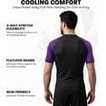 thumbnail image 4 of Exxact Sports Men’s BJJ Rash Guard Short Sleeve, IBJJF Ranked No Gi Jiu Jitsu Compression Shirt for MMA Grappling & Training - (Black/Purple, A2XL), 4 of 7
