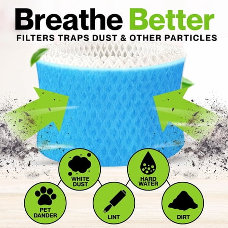 6 Pack of Premium Humidifier Filters Compatible with Humidifier Filters HAC-504, HAC-504AW & Filter A | Replacement for HCM 350 Cool Mist Humidifiers