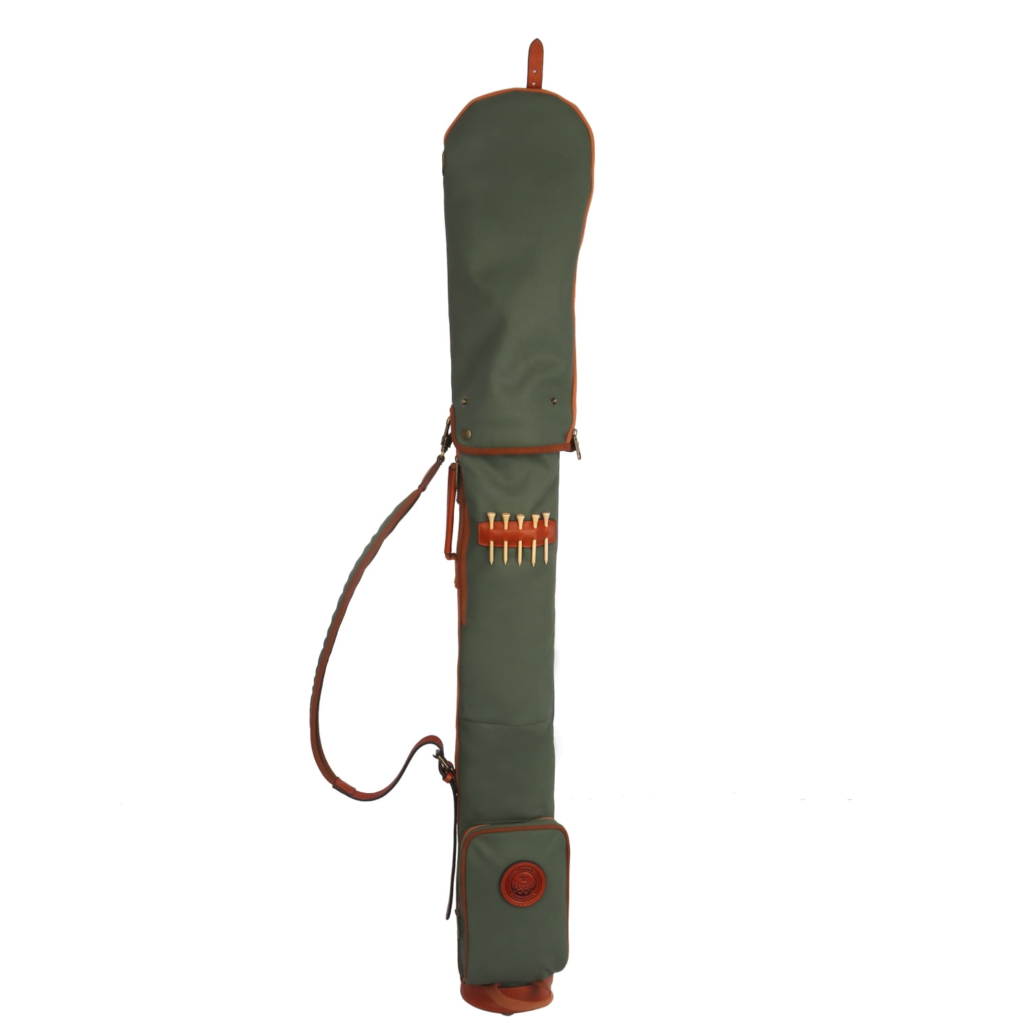 TOURBON Golf Clubs Carry Bag  Sunday Pack Foldable Green Canvas-Holds up to 10 Golf Clubs