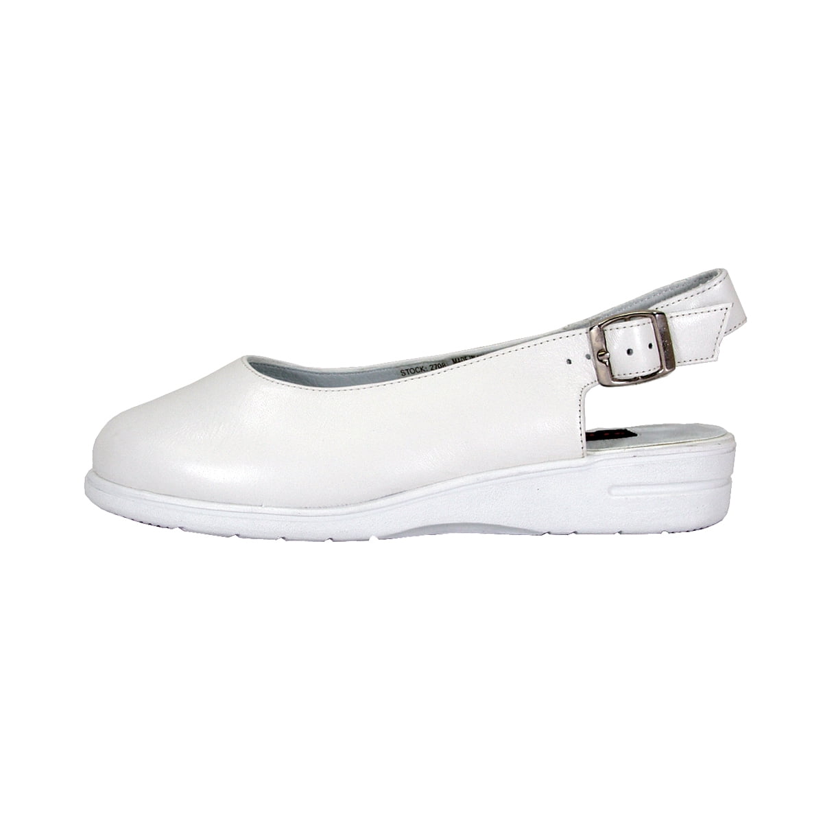 24 HOUR COMFORT Lucille Wide Width Closed Toe Leather Slingback WHITE 6