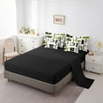 thumbnail image 4 of YST Black White Striped 7 Pcs Comforter Set King,Gold Leopard Pattern Bed in A Bag,Geometric Bedding Sets,Modern Square Reversible Bed Sets with Flat Fitted Sheet,Pillow Shams, 4 of 5