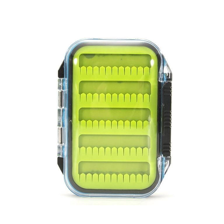DTOWER Fly Box Double Sided Large Capacity Fishing Tackle Flies Bites  Holder Storage Case with Lid Hooks Container Fish Activity Green Small 