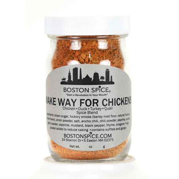 Boston Spice Make Way For Chickens Handmade Gourmet Seasoning Blend Poultry Chicken Duck Turkey Quail Smoked Rub Wings Legs Breasts Smoker Grilling Grilled Barbecue Bake Dry Rubs 1/2 Cup 2.9oz/83g Jar