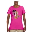 thumbnail image 2 of Wild Bobby God Made Me This Way Cross with Sunflowers Inspirational/Christian Women Graphic Tee, Fuschia, Medium, 2 of 6
