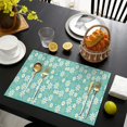 thumbnail image 3 of Turquoise Daisy Flower Yellow Centers Pattern Summer Placemats Table Placemats Set Of 6-Linen Kitchen Washable Placemats Table Mats 11.8"x17.7" Non-Slip Heat Resistant, 3 of 5