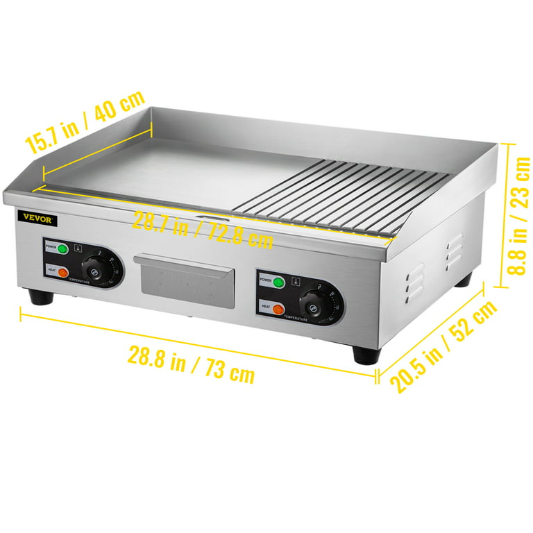 VEVORbrand 110v 30 Electric Countertop Griddle Grill 3000w, Non-Stick  Commercial Restaurant Gril, Stainless Steel Flat Top Grill, Teppanyaki  Grill