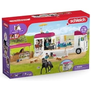 Schleich Horse Club - 227PC Lisa Transporter Playset with Horses, Rider, Family, Dog, Trailer, Grooming Station & Pool - Horse Toys for Kids 5+ 42619