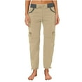 thumbnail image 4 of Ndbuld Womens Cargo Pants with Pockets Fashion Casual Solid Color High Waist Cargo Pants A-Line Loose Wide Leg Pocket Quick Drying Long Pants Sales Today Clearance,XL,Khaki, 4 of 6