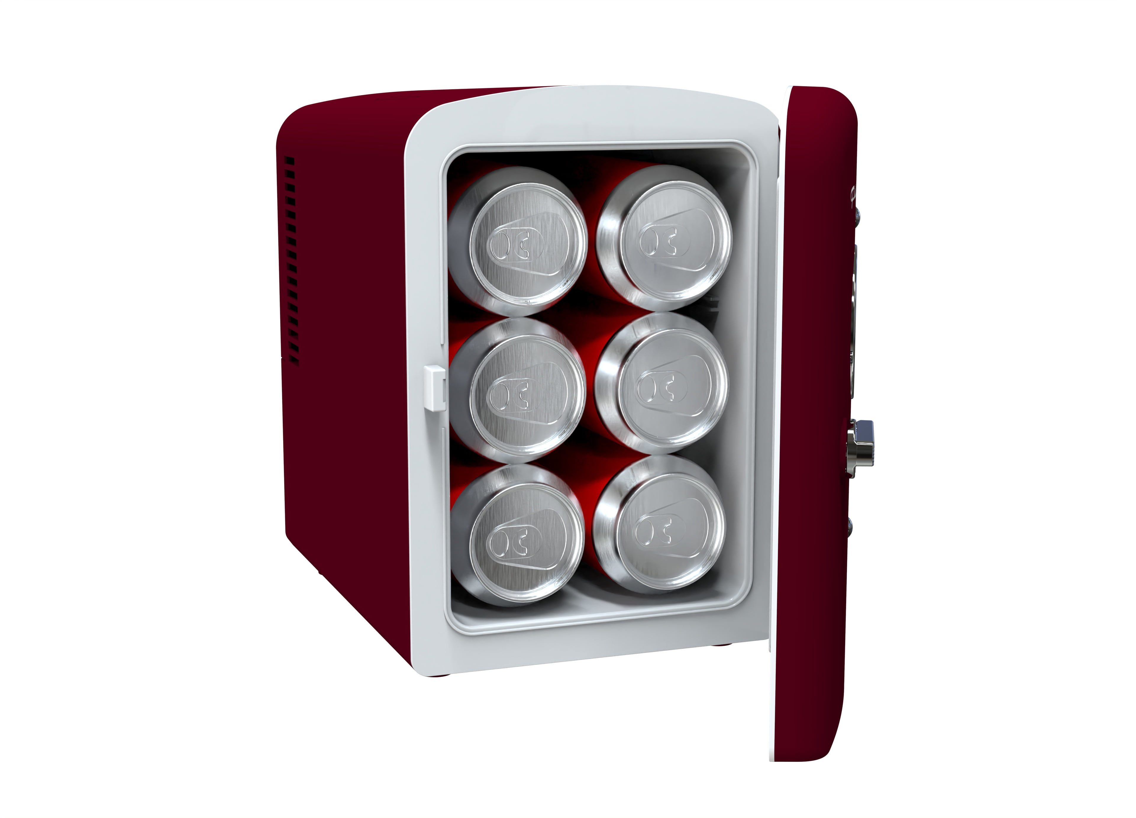 Frigidaire 9 Can Retro Mini Fridge, 6L Portable Personal Cooler with AC/DC Adapters, Skincare Fridge for Travel, Bedroom, Office, Dorm, Red