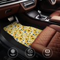 thumbnail image 4 of Sikiie Navy Blue Leaf Sunflower Car Foot Mat Set of 4 Pieces Basics Universal Fit Rubber Carpet Floor Mats For Car SUV Van & Truck, 26.8"L x 17.3"W (Front), 13"L x 17.3"W(Rear), 4 of 6
