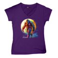 thumbnail image 5 of Full Moon Bigfoot Women's V-Neck T-shirt Hiking Sasquatch Hide and Seek Champion, 5 of 7