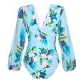 thumbnail image 6 of Tqyyweavej Womens 2 Pieces Swimsuit Sets Deep V Neck Sexy Slim Tops Ruffle Print Long Swim Skirts Gifts for Women Size S to XL, 6 of 9